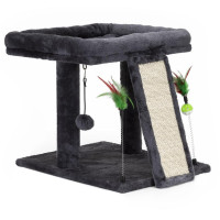 Ansamblu de joaca pentru pisici cu culcus, sisal si jucarii, 40x49x60 cm, gri inchis