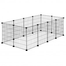 Tarc modular pentru animale cu 12 panouri metalice, pliabil, configurabil, 143x71x46 cm negru