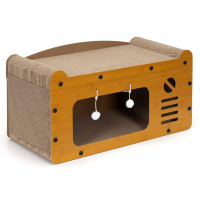 Ansamblu de joaca pentru pisici 2 in 1, cu suprafata de zgariat din carton ondulat, culcus detasabil si ascunzatoare pentru odihna, platforma superioa