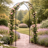 Pergola gradina decorativa pentru plante cataratoare cu ancore, structura otel, 140x38x240 cm, verde