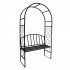 Pergola pentru gradina cu banca, structura otel, design arcuit, 115x45x208 cm, negru [2]