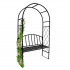 Pergola pentru gradina cu banca, structura otel, design arcuit, 115x45x208 cm, negru [6]