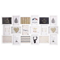 Rama foto de perete, colaj de 18 fotografii, 52x101cm, alb