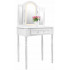 Set Masa de toaleta si machiaj cu taburet Triptik, alba, cu sertar si 3 oglinzi, iluminare LED, 74x40x137 cm [7]