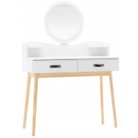 (DL) Masa de toaleta si machiaj Palermo, alba, cu 2 sertare, oglinda, 100x40x139cm (DL) Masa de toaleta si machiaj Palermo, alba, cu 2 sertare, oglinda, 100x40x139cm
