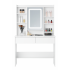 Masa de toaleta cu oglinda, iluminare LED reglabila, 2 sertare, MDF, 90x40x145 cm, alb [2]