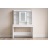 Masa de toaleta cu oglinda, iluminare LED reglabila, 2 sertare, MDF, 90x40x145 cm, alb [6]