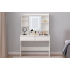 Masa de toaleta cu oglinda, iluminare LED reglabila, 2 sertare, MDF, 90x40x145 cm, alb [9]
