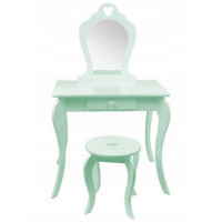 (DL) Set Masa de toaleta pentru copii Elza, verde, cu oglinda si taburet, 71x50x108 cm (DL) Set Masa de toaleta pentru copii Elza, verde, cu oglinda si taburet, 71x50x108 cm