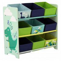 Raft depozitare si organizare jucarii, 9 compartimente, verde albastru Raft depozitare si organizare jucarii, 9 compartimente, verde albastru