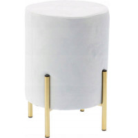 Taburet rotund, tapitat cu stofa, picioare otel, sarcina 100kg, 28x42cm, gri