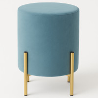 Taburet rotund, tapitat cu stofa, picioare otel, sarcina 100kg, 28x42cm, albastru Taburet rotund, tapitat cu stofa, picioare otel, sarcina 100kg, 28x42cm, albastru
