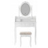 Set Masa de toaleta si machiaj cu taburet Vintage, alba, cu 3 sertare si oglinda, iluminare LED, 74x40x143 cm [4]