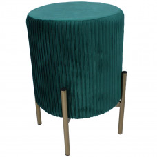 Taburet rotund cu tapiterie catifelata si picioare aurii, 28x42 cm, verde