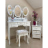 Set Masa de toaleta si machiaj cu taburet Vintage, alba, cu 7 sertare si 3 oglinzi, 90x40x146 cm [2]