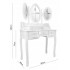 Set Masa de toaleta si machiaj cu taburet Vintage, alba, cu 7 sertare si 3 oglinzi, 90x40x146 cm [3]