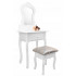 Set Masa de toaleta pentru copii Vintage, alb, cu oglinda si taburet, 50x30x110 cm [2]