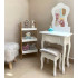 Set Masa de toaleta pentru copii Vintage, alb, cu oglinda si taburet, 50x30x110 cm [4]
