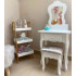 Set Masa de toaleta pentru copii Vintage, alb, cu oglinda si taburet, 50x30x110 cm [5]