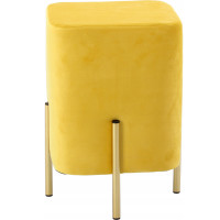 Taburet patrat, tapitat cu stofa, picioare otel, sarcina 100kg, 28x42cm, galben