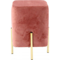 Taburet patrat, tapitat cu stofa, picioare otel, sarcina 100kg, 28x42cm, roz