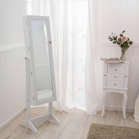 Dulap de toaleta cu oglinda si spatiu de depozitare bijuterii, 35x139cm, alb