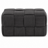 Taburet dreptunghiular tapitat cu material reiat, design impletit, 52x28x28 cm, gri inchis [3]
