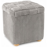 Taburet tapitat cu material reiat, design impletit, 40x40x45 cm, gri