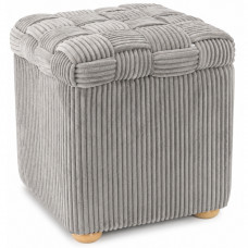 Taburet tapitat cu material reiat, design impletit, 40x40x45 cm, gri