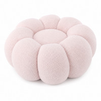 Taburet decorativ cu forma de floare, plusat, 65x30 cm, roz