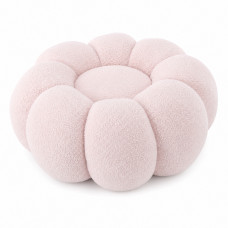 Taburet decorativ cu forma de floare, plusat, 65x30 cm, roz