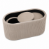 Set 3 tabureti cu spatiu de depozitare, design modern striat, 80x40x40 cm si 30x31 cm, bej [3]