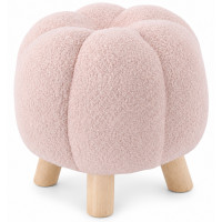 Taburet decorativ pentru living si dormitor, material plusat, 32x30 cm, roz