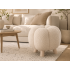 Taburet decorativ pentru living si dormitor, material plusat, 32x30 cm, bej [3]