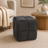 Taburet cub, tapitat cu material reiat, design impletit, 34x34x34 cm, gri [3]