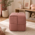 Taburet cub, tapitat cu material reiat, design impletit, 39x39x39 cm, roz [2]