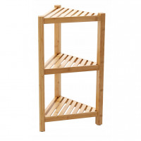 Raft de colt din bambus pentru baie sau living, 3 polite, 34x34x60cm, maro natural