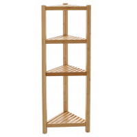 Raft de colt din bambus pentru baie sau living, 4 polite, 34x34x99cm, maro natural Raft de colt din bambus pentru baie sau living, 4 polite, 34x34x99cm, maro natural