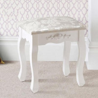 Taburet tapitat pentru masa de toaleta, picioare din lemn masiv, 38x28x45 cm