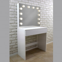 Masa de toaleta si machiaj Hollywood Plus, alba, cu oglinda mare si 12 LED-uri, 80x40x140 cm Masa de toaleta si machiaj Hollywood Plus, alba, cu oglinda mare si 12 LED-uri, 80x40x140 cm