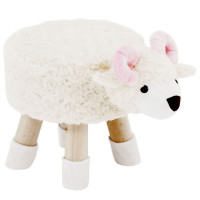 Taburet pentru copii, rotund 28x30cm, lavabil, model oita alba Taburet pentru copii, rotund 28x30cm, lavabil, model oita alba