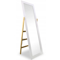 Oglinda de podea cu suport, 157x41x54cm, alb cu maro