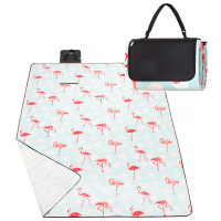 Patura pentru picnic sau plaja, cu folie izolatoare si maner, 200x240cm, flamingo