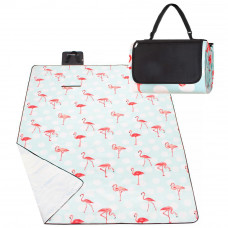 Patura pentru picnic sau plaja, cu folie izolatoare si maner, 200x240cm, flamingo