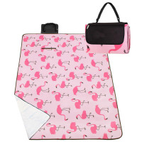 Patura pentru picnic sau plaja, cu folie izolatoare si maner, 150x180cm, flamingo, roz