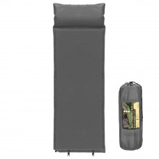 Saltea plabila cu perna din spuma poliuretanica, cu autoumflare, 186x53x2.5cm, gri