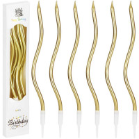 Set 6 lumanari pentru tort, ondulate, auriu, 11,5 cm Set 6 lumanari pentru tort, ondulate, auriu, 11,5 cm