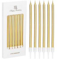Set 6 lumanari pentru tort, drepte, auriu, 9 cm Set 6 lumanari pentru tort, drepte, auriu, 9 cm