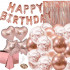 Set 48 baloane si decoratiuni, Happy Birthday, incluse fata de masa si perdea roz [4]