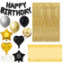 Set 46 baloane si decoratiuni, Happy Birthday, incluse fata de masa si perdea negru auriu [3]